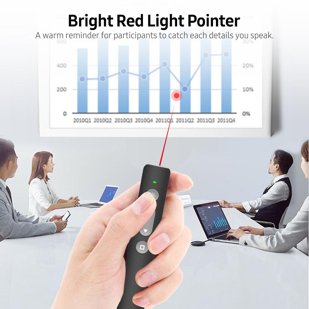 Máy thuyết trình không dây từ xa 2.4GHz con trỏ đèn đỏ có thể sạc lại