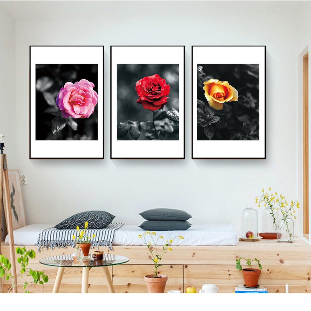 Bộ tranh canvas Rose CC194, vải canvas kim tuyến không ẩm mốc , khung viền sang trọng , công nghệ in uv, phong cách hiện đại phù hợp với mọi không gian nội thất