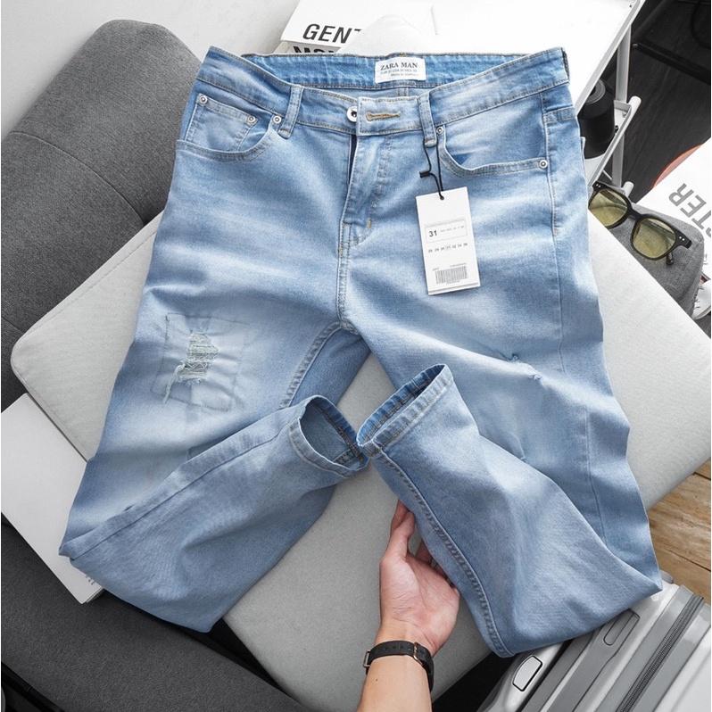 Quần jean nam Zr xuất dư 3 màu rách đẹp dáng ôm jean co giãn