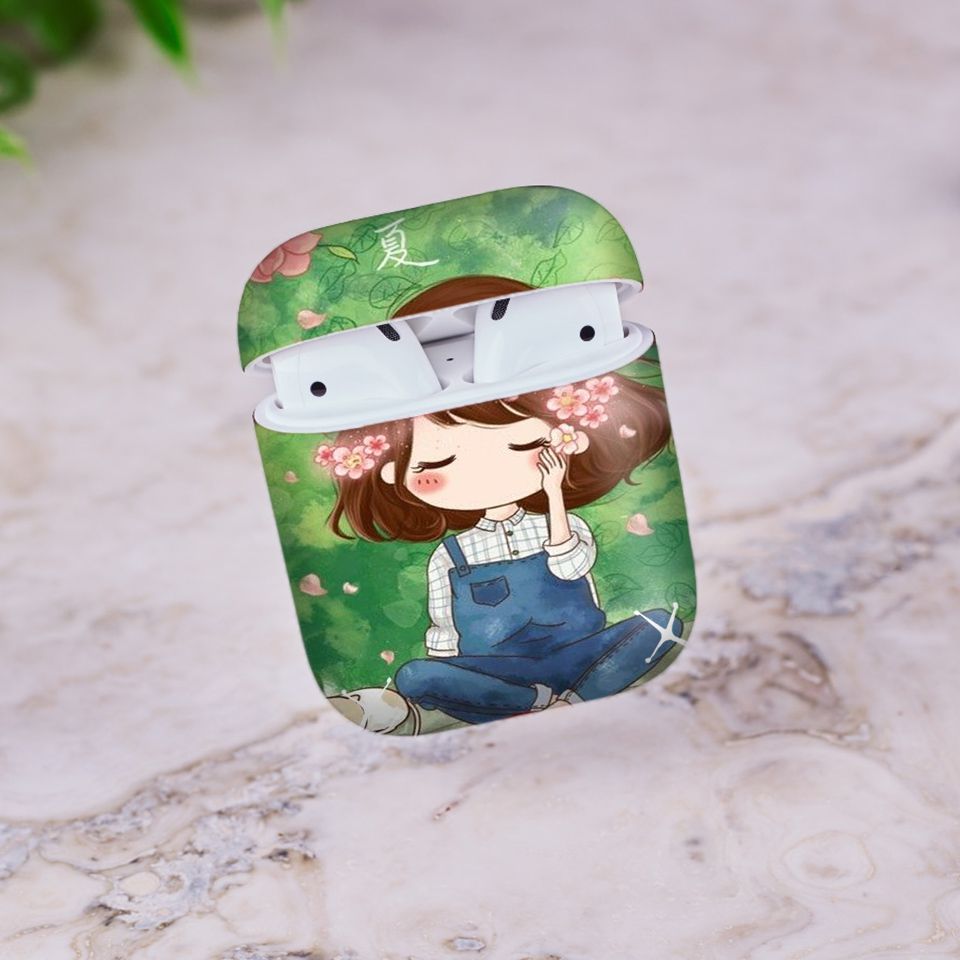 Miếng dán skin chống bẩn cho tai nghe AirPods in hình Chibi đẹp - Chib031 (bản không dây 1 và 2)