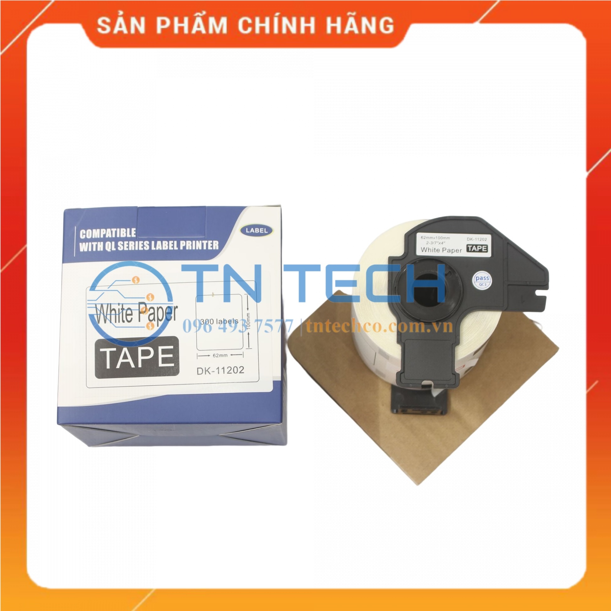 Giấy in Decal Brother DK-11202 - 62mm x 100mm x 300 nhãn - Chữ đen nền trắng - Dùng cho máy in BROTHER - QL [Hàng nhập khẩu]