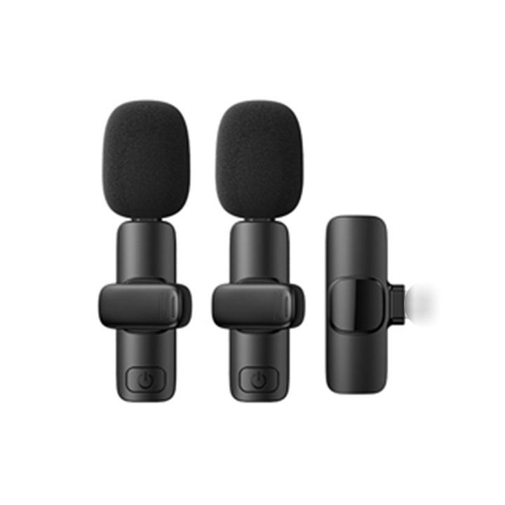 Bộ 2 Microphone Live-Stream không dây Remax K03 cổng LN / TypeC (Đen)  - Hàng Chính Hãng