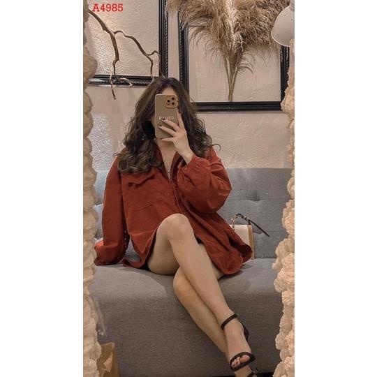 ÁO SƠ MI MÀU CAM ĐẤT TAY DƠI