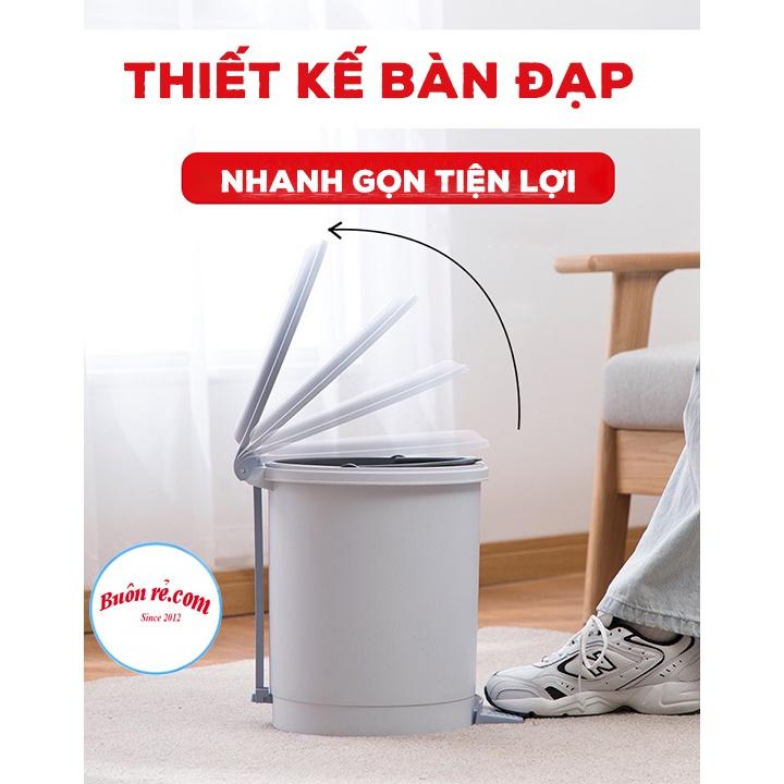 Thùng rác tròn nhựa Việt Nhật (MS: 8024) tiện ích, cao cấp - Thùng đựng rác dung tích 5L có đạp chân 01436