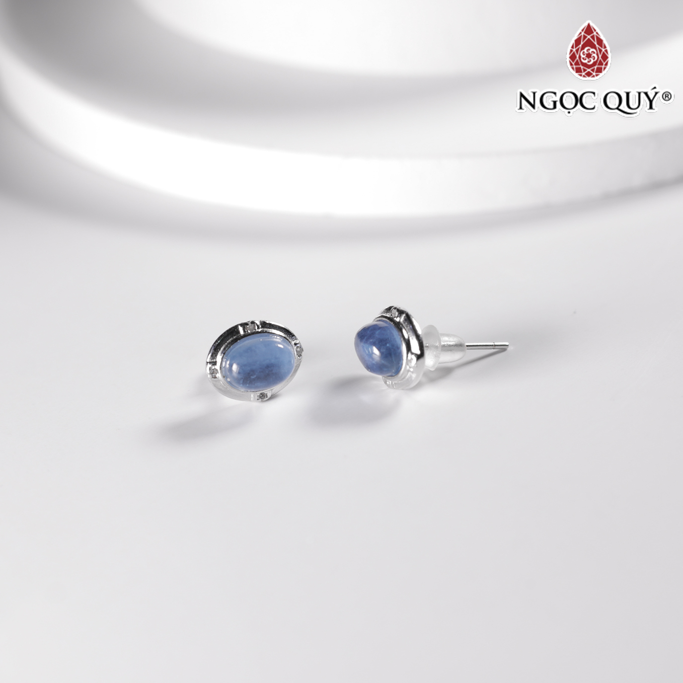 Bông tai cỏ 4 lá đá sapphire mệnh thủy, mộc - Ngọc Quý Gemstones