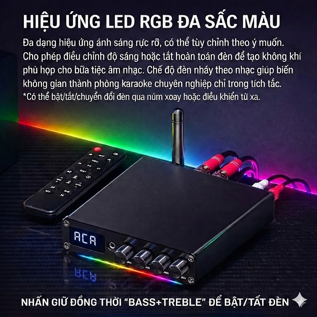 Amply Bluetooth 5.3 Kép Chip TPA3116D2  Công Suất 200W (100W+100W) – Hỗ Trợ USB/RCA/AUX – LED RGB Hát Karaoke G12D - Hàng Nhập Khẩu