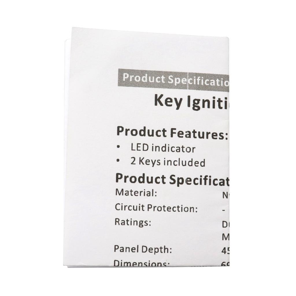 Car Auto DC 12V Single Ignition Switch Panel With Keys Engine Start ON-OFF