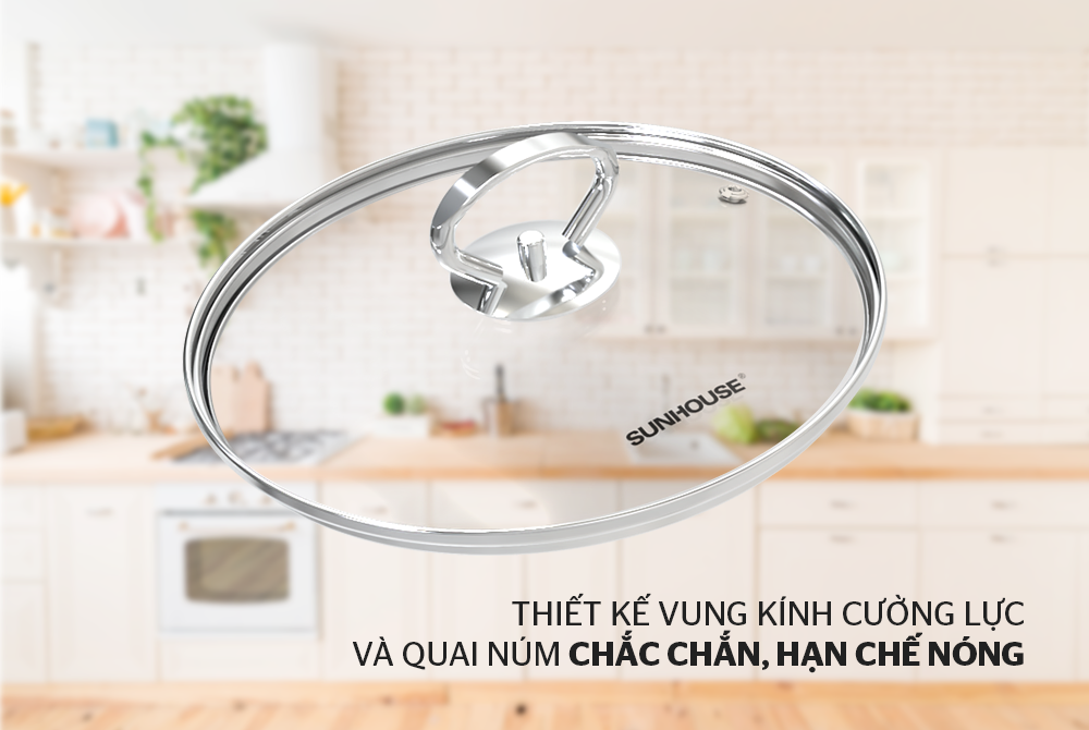 Bộ nồi chảo inox 5 đáy 5 món vung kính Sunhouse SHG996E