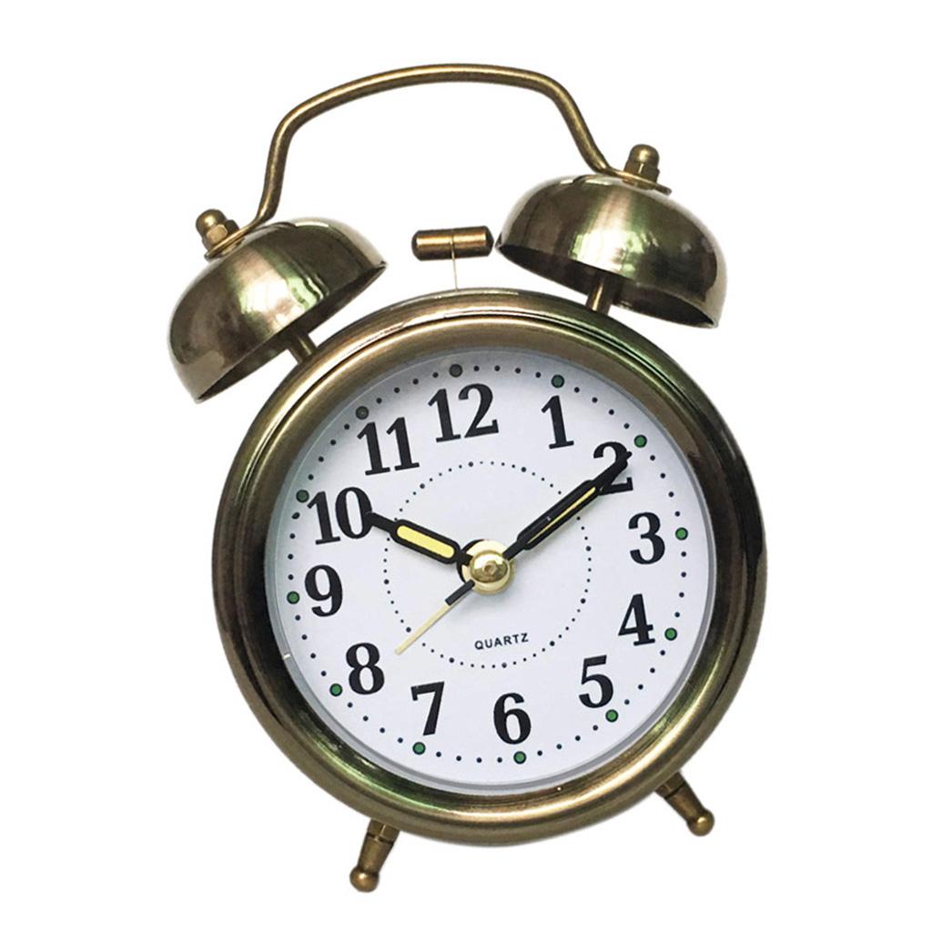 Retro Twin Bell Alarm Clock Battery Operated Loud Alarm Clock Bronze Color