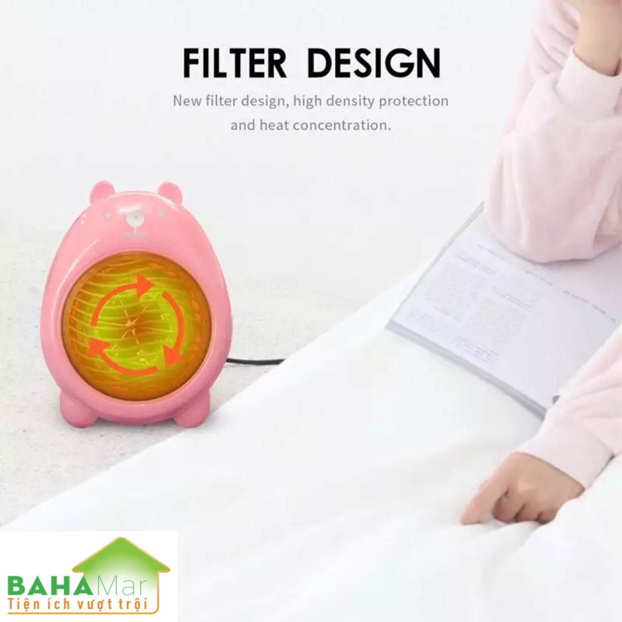 QUẠT SƯỞI ĐIỆN MINI HÌNH GẤU "BAHAMAR" tạo gió ấm thích hợp để phòng ngủ, bàn làm việc . Gió ấm không khô thích hợp cả với các em bé