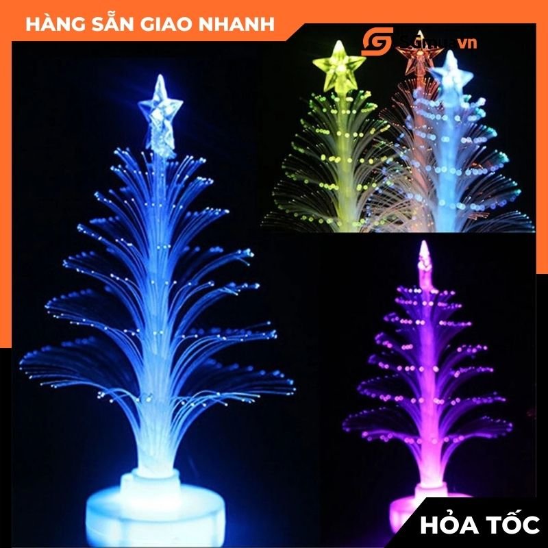 Cây thông đèn led sợi quang chớp nháy