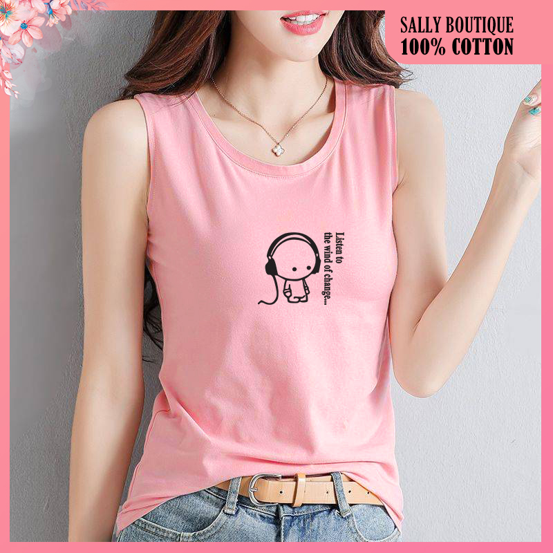 Áo Thun 3 Lỗ Nữ Listen To Mặc Đẹp Tôn Dáng Kết Hợp Với Nhiều Trang Phục Khác Nhau Vải Cotton 4 Chiều Bo Rip Cao Cấp-SALLY SN123 Sally Boutique