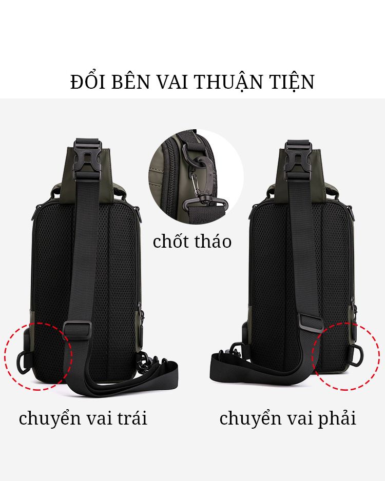 Balo Đeo Chéo Đa Năng Cao Cấp, Chất Liệu Vải Bóng Polyester Chống Nước, Chống Nhăn, Chống Bám Bụi Cực Tốt, Thiết Kế Hiện Đại Đeo Được Nhiều Kiểu, Rất Dễ Phối Đồ, Nhiều Ngăn Thoải Mái Đựng Đồ, Đi Làm, Đi Chơi, Đi Du Lịch Rất Tiện Lợi