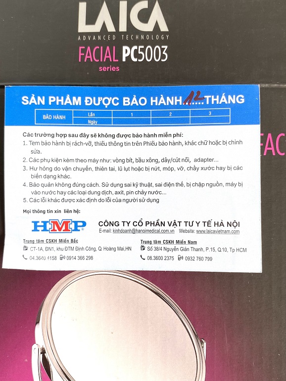 Gương Trang Điểm Để Bàn Laica PC5003 - 2 Mặt Gương - Phóng Đại 7X - Hàng Chính Hãng