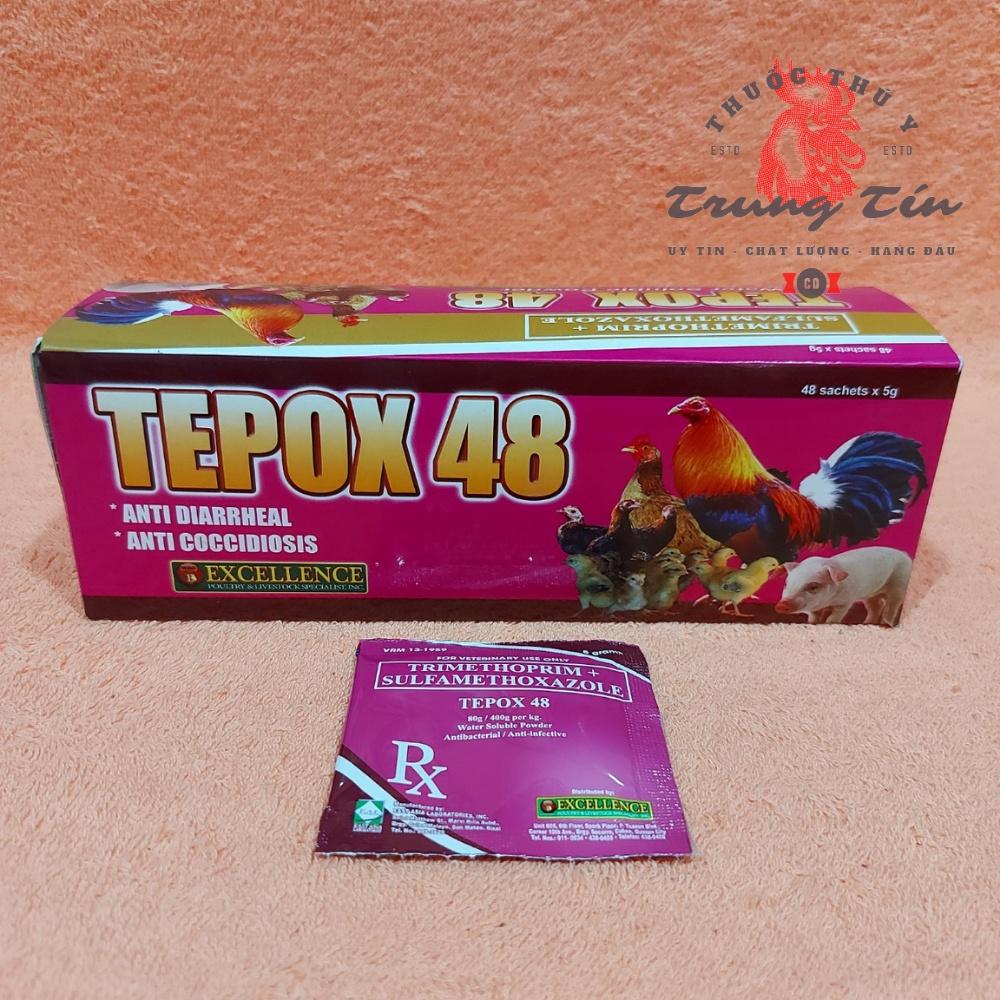 TEPOX 48 - th.uốc gà đá đặc tr.ị - cầu trùng , tiêu chảy ở gà đá
