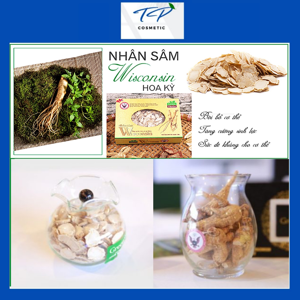 Nhân Sâm Wisconsin Hoa Kỳ (Sâm Mỹ) Cắt Lát 50g, 100g: Bồi Bổ Sức Khỏe, Tăng Sức Đề Kháng, Điều Hòa Lipid Máu.