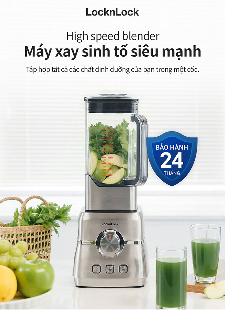 Máy xay sinh tố siêu mạnh Lock&Lock EJM476SLV - Hàng chính hãng