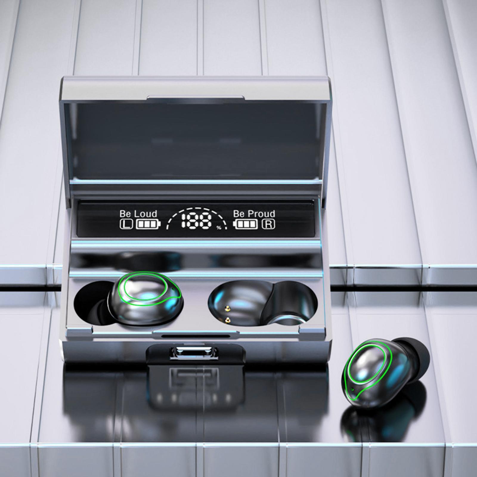 Bluetooth 5.0 In-Ear Earbuds LED Display Earplugs Headsets for Sports Gym PC