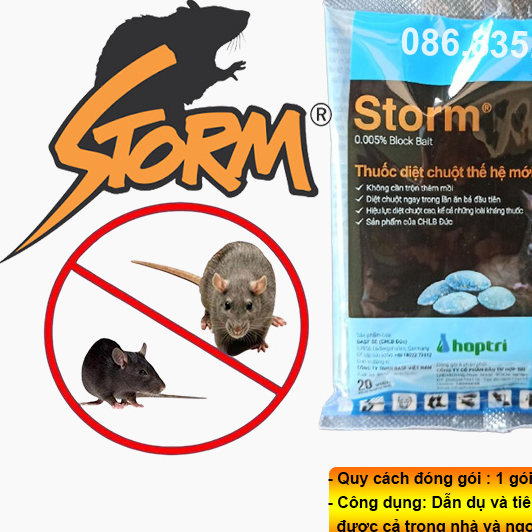 100 viên Thuốc diệt chuột thế hệ mới Storm (kẹo chuột tác dụng mạnh)