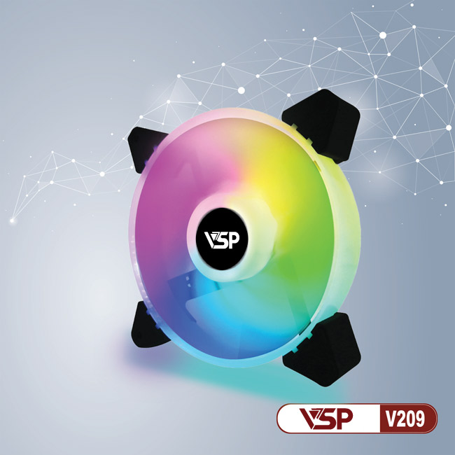 Fan Case 12cm VSP V209 LED RGB - Hàng chính hãng Tech Vision phân phối