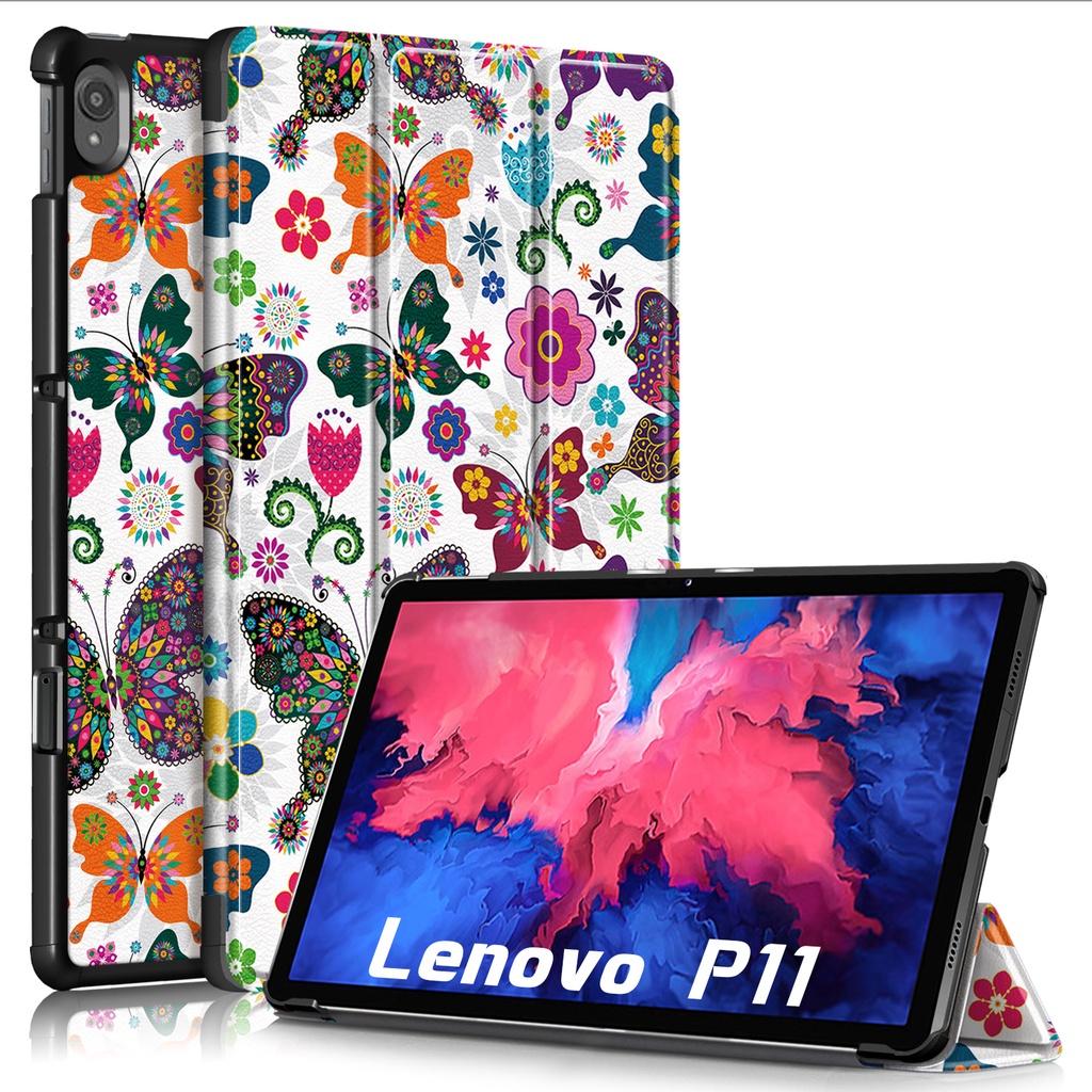 Ốp lưng da nắp gập in hình cho Lenovo Tab P11