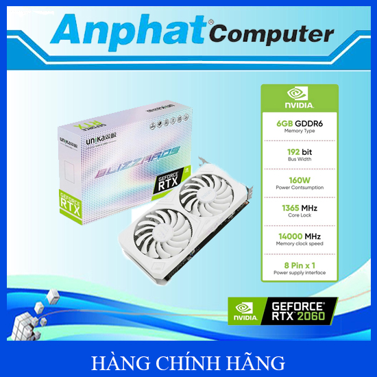 Card Màn Hình VGA UNIKA GeForce GTX 2060 BLIZZARDS 6G D6 V2 Trắng – Hàng Chính Hãng