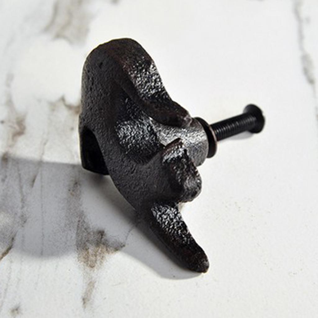 4pcs Retro Cat Design Furniture Door Knob Cast Iron Wardrobe Drawer Pulls