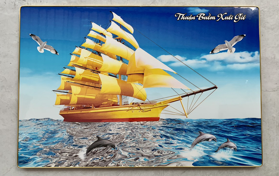 TRANH THUYỀN BUỒM - TRANH TRÁNG GƯƠNG - TRANH TRÁNG GƯƠNG THUẬN BUỒM XUÔI GIÓ(TẶNG KÈM ĐINH 3 CHÂN)