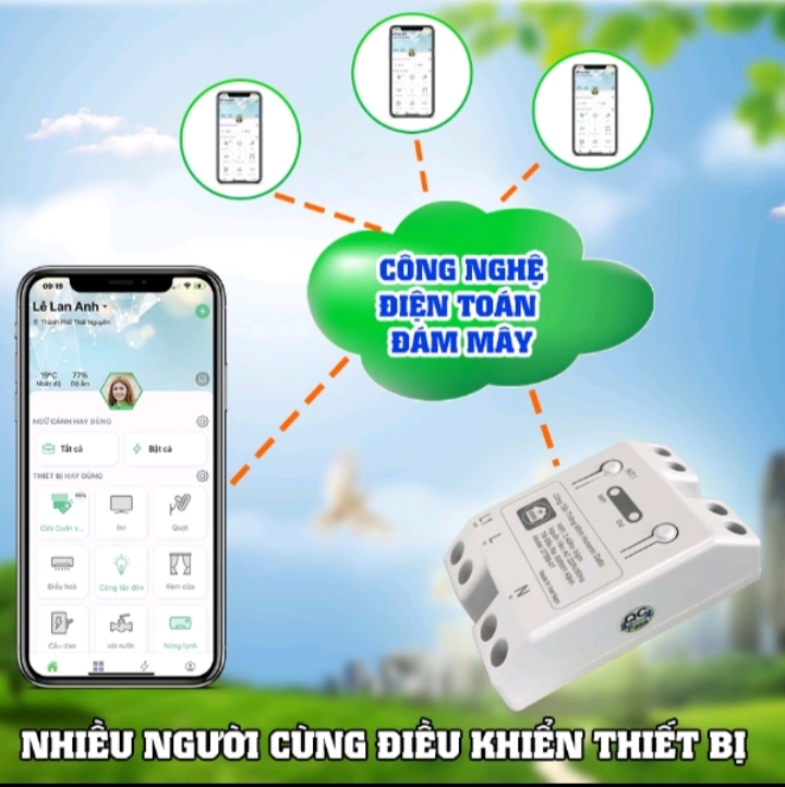 Công Tắc Thông Minh Wifi Hunonic Datic 1 Kênh 500W/220V Điều Khiển Thiết Bị Từ Xa Qua Điện Thoại, Hẹn Giờ Tự Động.