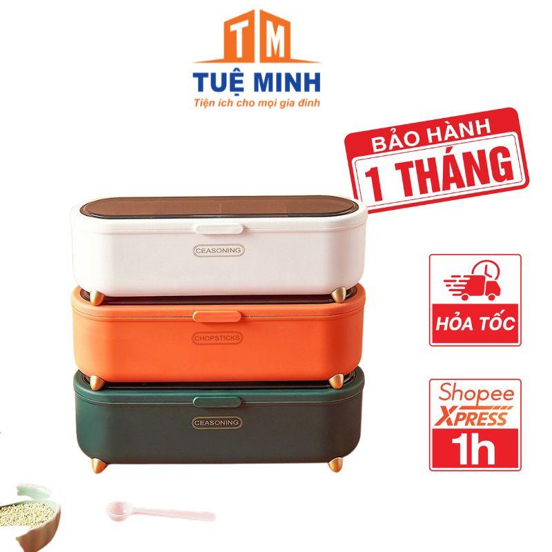 Hộp gia vị đa năng 3 ngăn cách biệt đựng nhiều gia vị trong hộp, lọ đựng gia vị nhiều ngăn tiện lợi Tuệ Minh