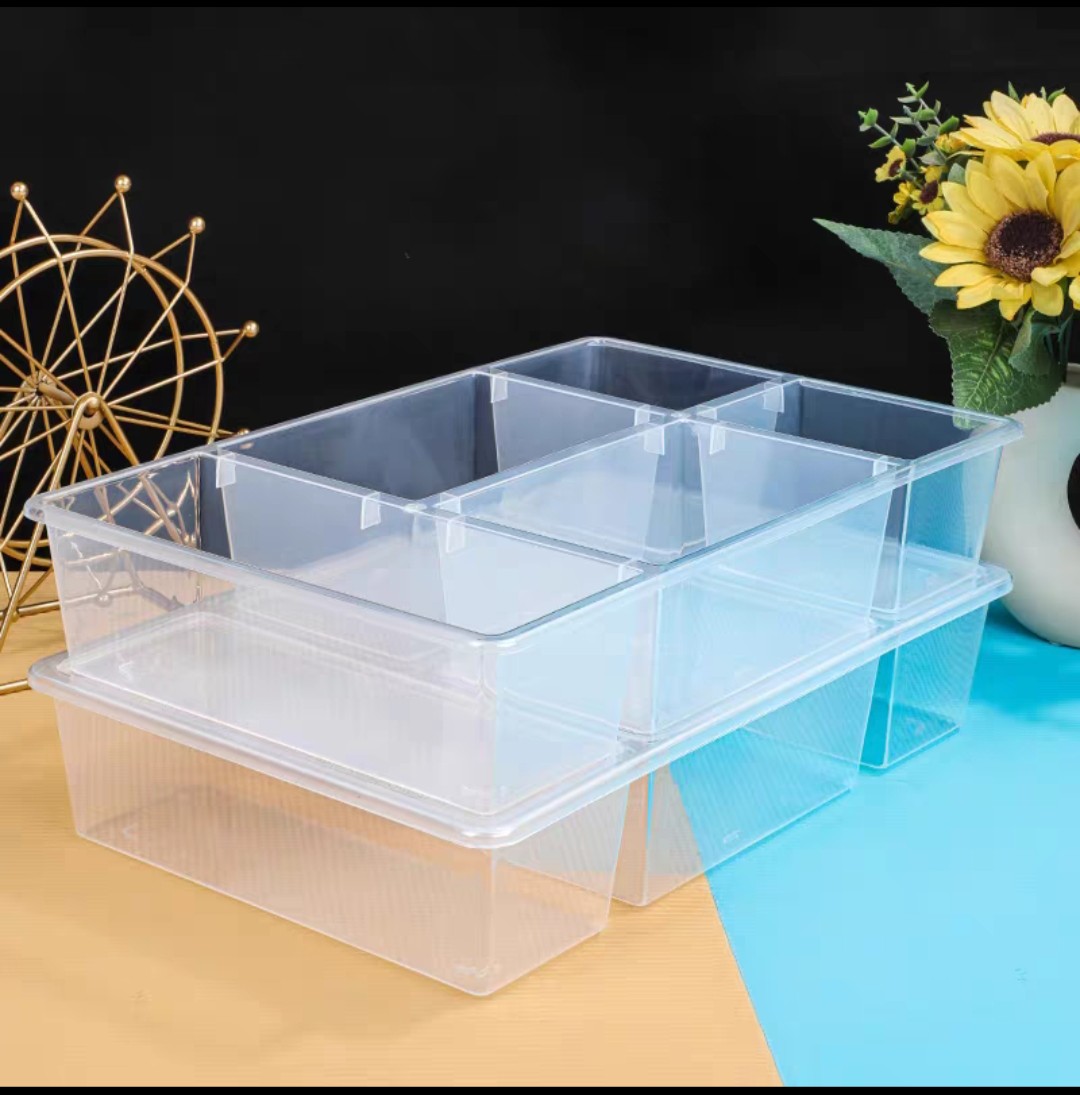 Hộp Nhựa Đựng Đồ Ăn, Vật Dụng 5 Ngăn Có Nắp Đậy 38x24cm