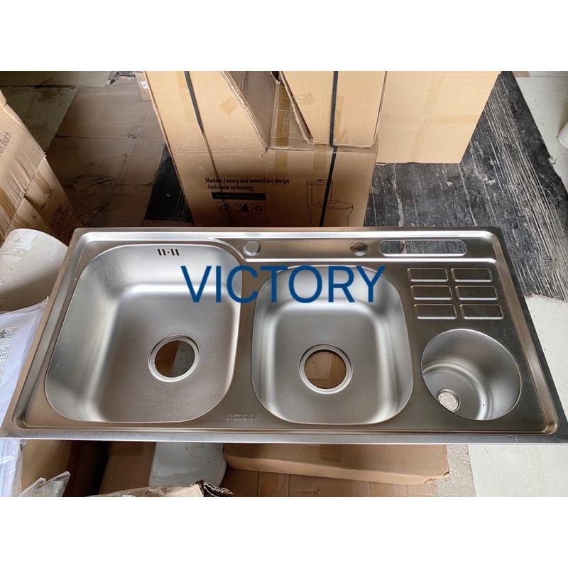 Chậu Rửa Bát INOX 304 Hai Hố Có Hố Rác VICTORY