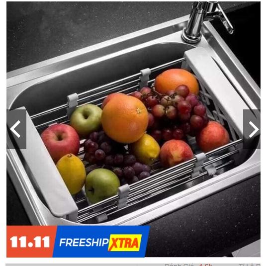 Kệ rổ inox gác bồn rửa gấp gọn cao cấp