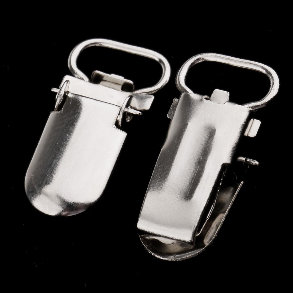20 Pieces 1" Metal Baby Pacifier Suspender Clips Webbing Dummy Strap Holder Craft Hooks Silver