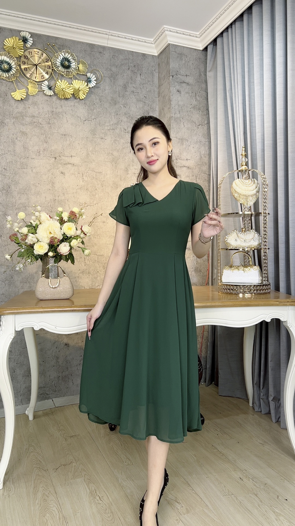 Đầm Trung Niên [ Linh Trà ] (TM 1010) Trẻ Trung Thiết Kế Trang Nhã Thanh Lịch Bigsize Đi Làm Đi Tiệc Cho Bà Cho Mẹ U50