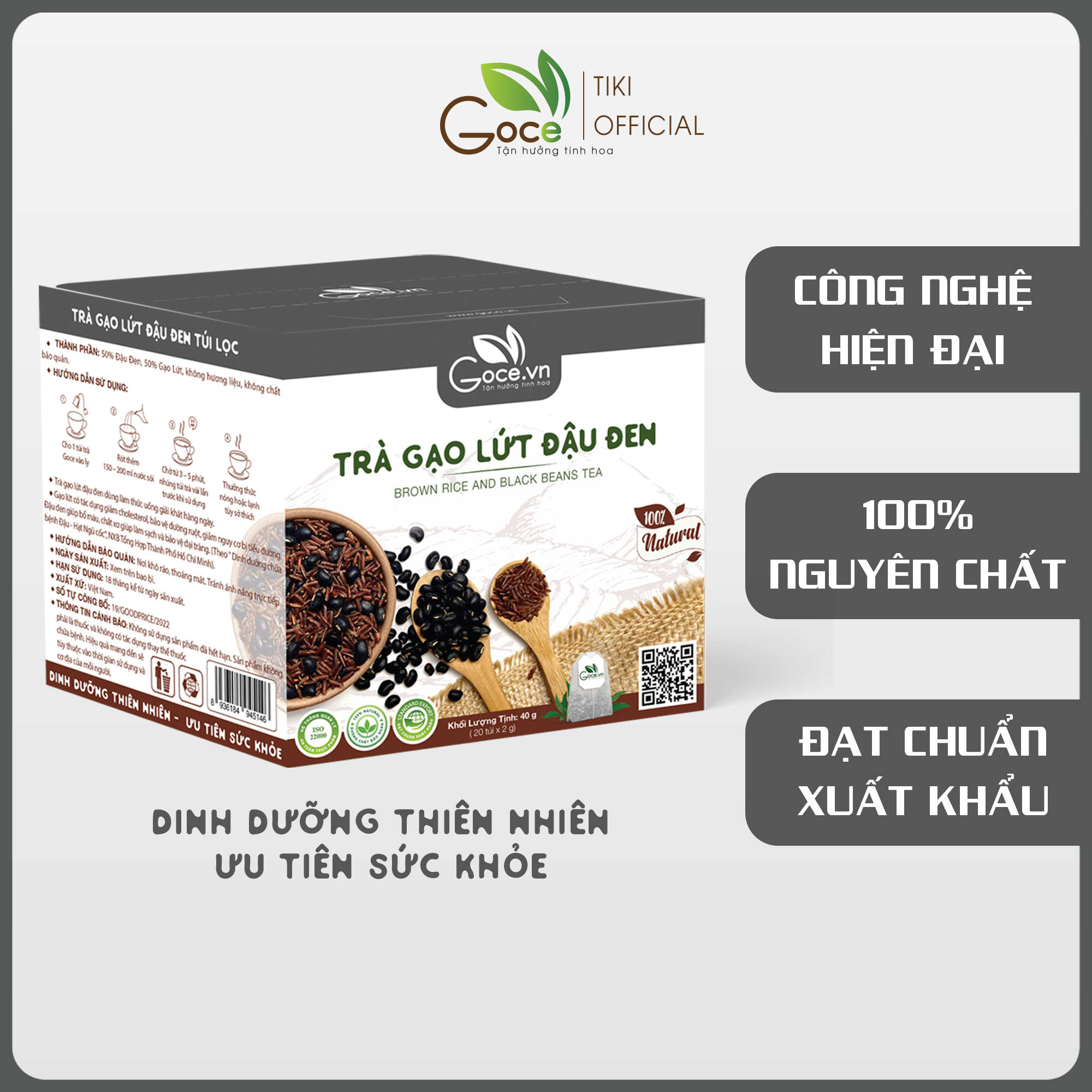 Trà gạo lứt đậu đen túi lọc Goce - Ổn định đường huyết