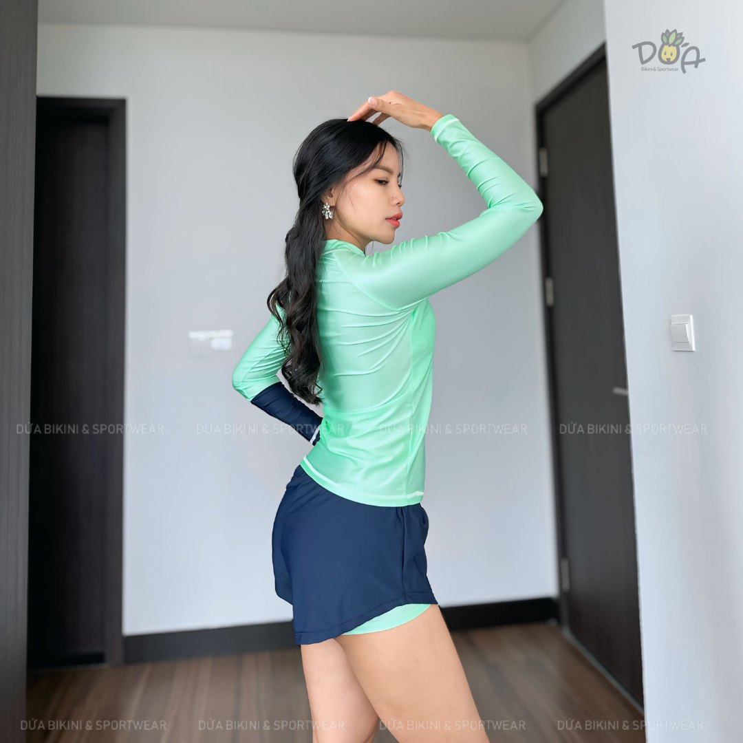 Clamfit Bikini | Đồ bơi nữ hai mảnh tay dài quần đùi năng động - Áo lẻ | DỨA BIKINI &amp;SPORTWEAR