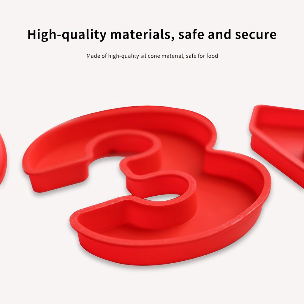 Silicone Cake Mold 0-8 Numbers Cake Plate Red Digital Cake Mould Food-Grade Non-Stick Baking Tin High Temperature