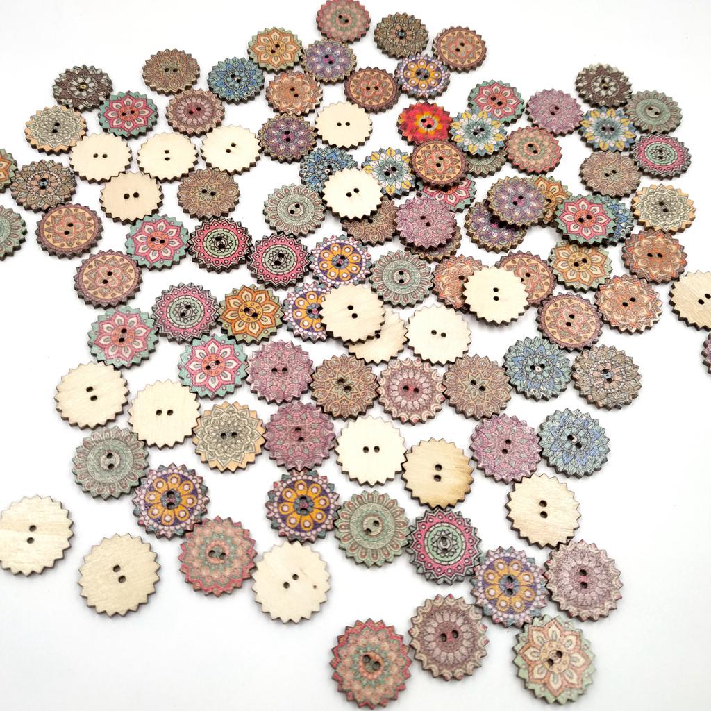100 Miếng Sơn Gỗ Nút Cho May Craft Phụ Kiện DIY