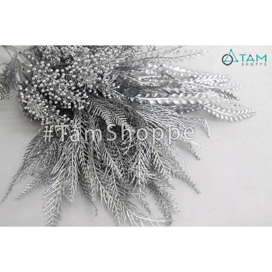Cành lá giả phủ bạc trang trí nhiều kiểu CHG-124