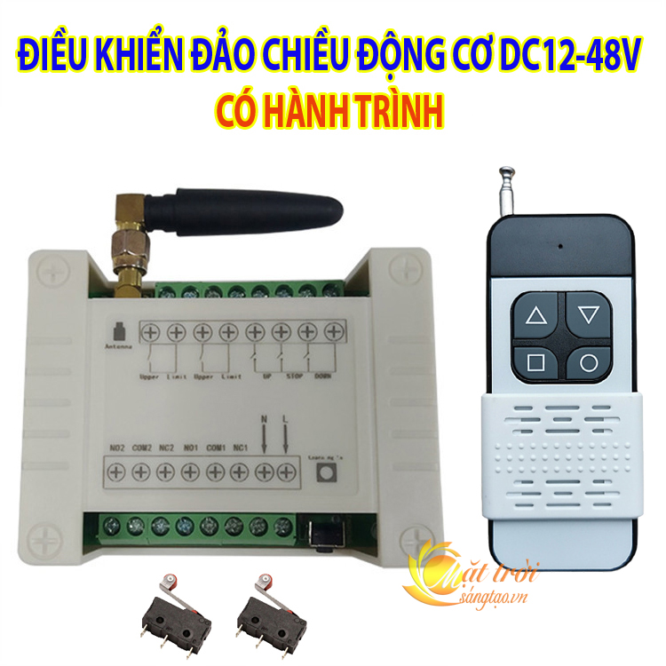 Công tắc điều khiển đảo chiều động cơ DC12-48V có hành trình V4 - Bộ kèm 2 Remote