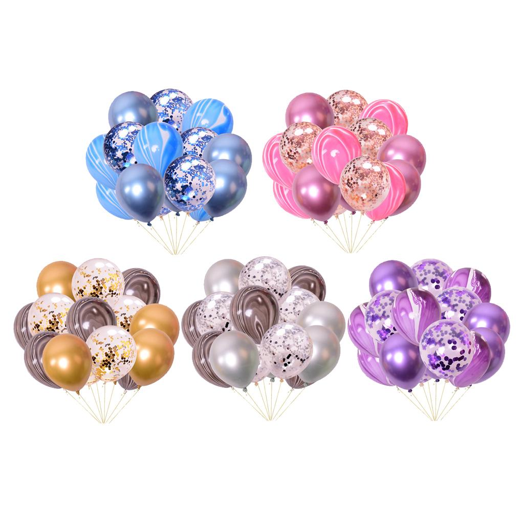 15x Latex Confetti Foil Balloons Wedding Birthday Hen Party Supplies Blue