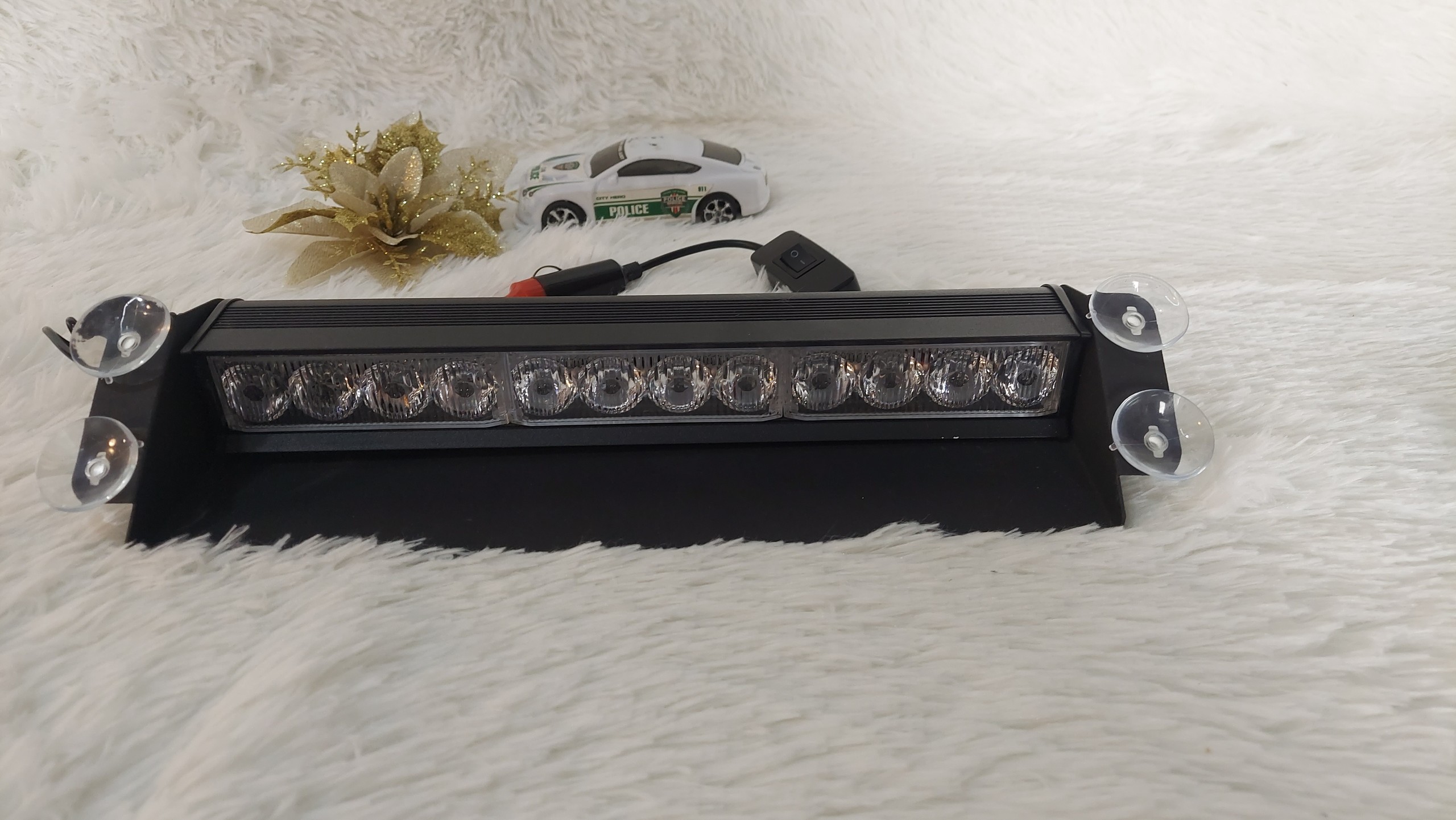 Đèn nháy xanh đỏ - Đèn chớp Police nháy xanh đỏ 12W 12LED gắn kính cho xe ưu tiên.
