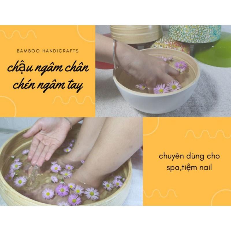 chậu tre ngâm chân+ bát ngâm tay dùng cho spa, tiệm nail