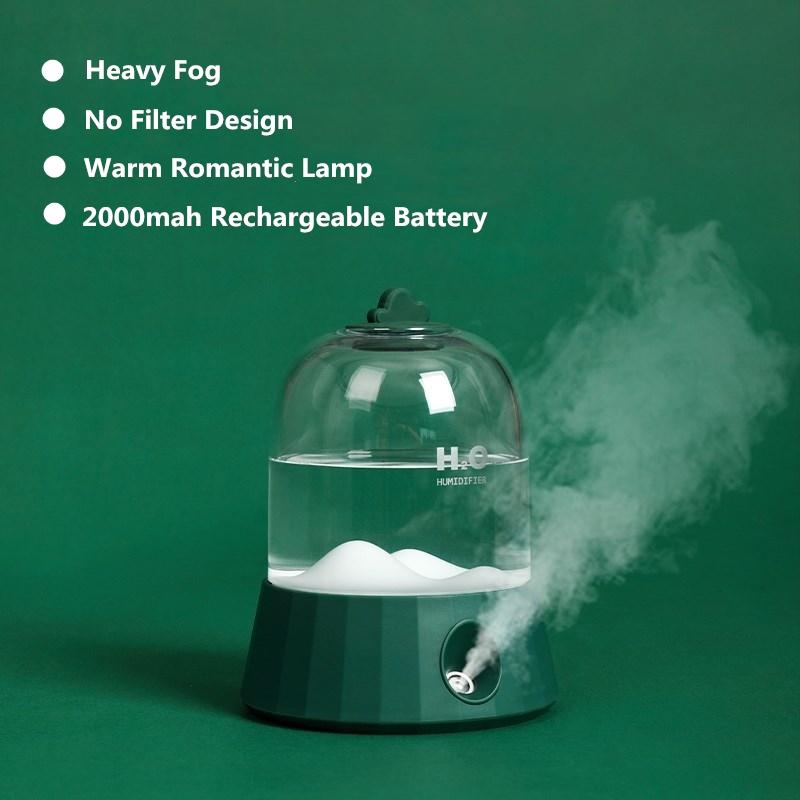 2000MAh Pin Sạc Máy Tạo Độ Ẩm Không Khí Di Động Không Dây Du Lịch USB Nước Máy Khuếch Tán Tinh Dầu Siêu Âm Thanh Máy Phun Sương Tạo Độ Ẩm Đèn Cho Quà Tặng