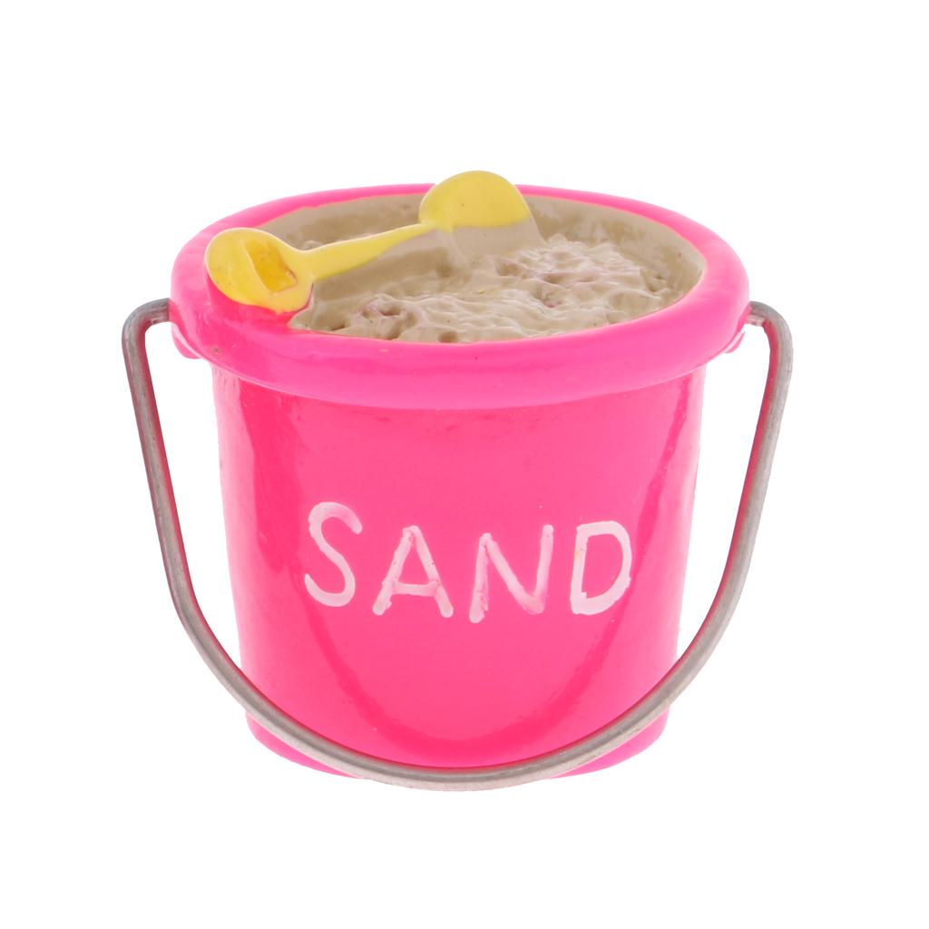 Lovely Mini Resin Beach Pail Fish And Sand Bucket For 1/12 Dollhouse