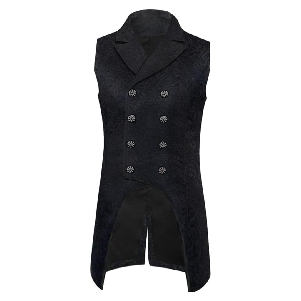 Mens Gothic Steampunk Double Breasted Vest Brocade Waistcoat