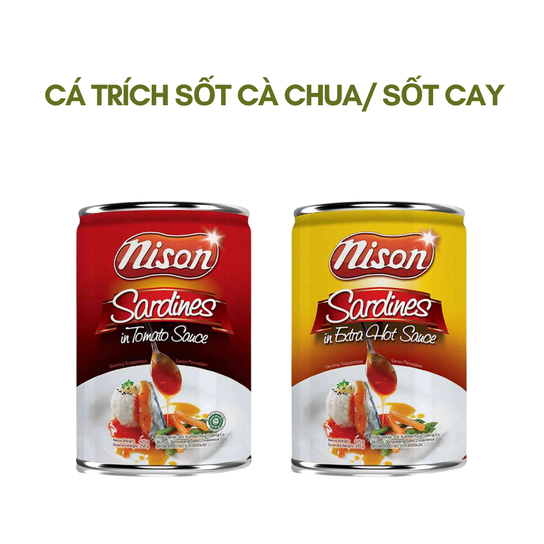 CÁ TRÍCH SỐT CÀ CHUA HIỆU NISON - NISON SARDINES IN TOMATO SAUCE 125g