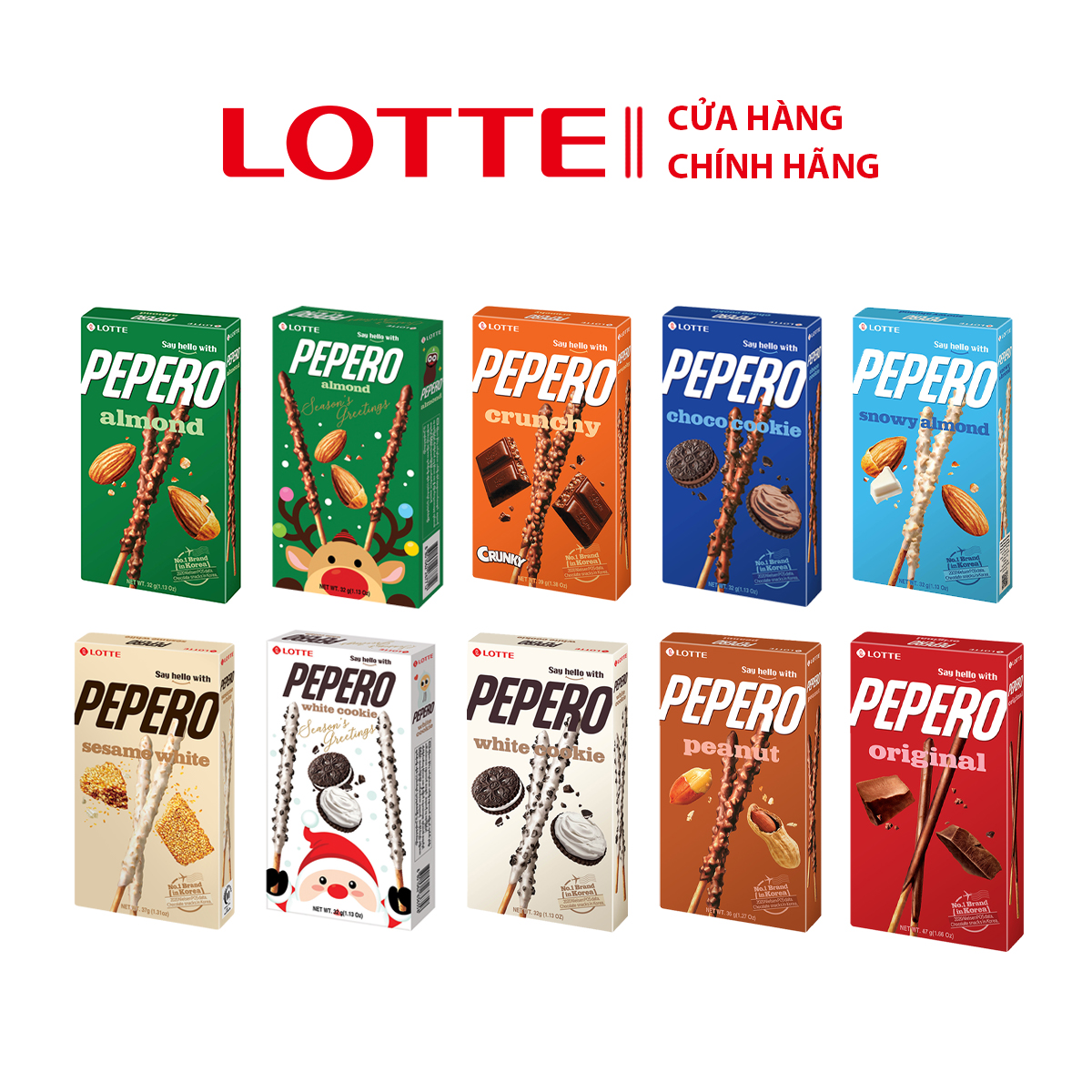 [SỈ/LẺ] Combo 10 hộp Bánh que Lotte Pepero Mix vị ngẫu nhiên