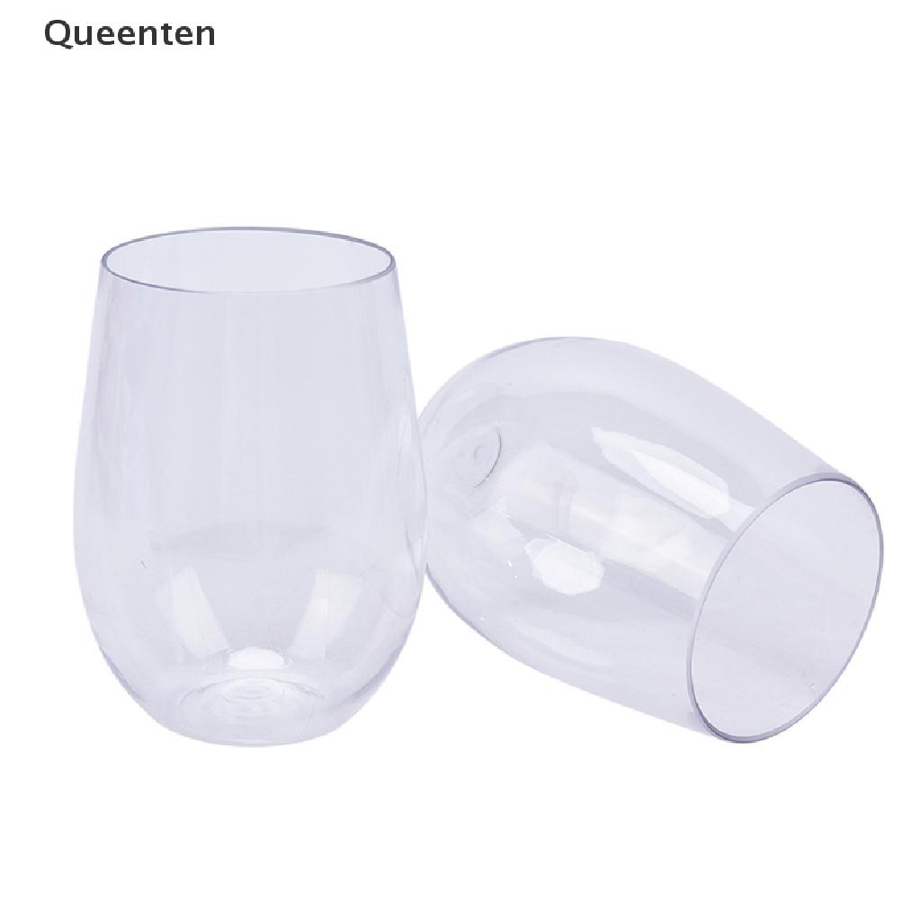 Queenten 4 Pcs Unbreakable Wine Glasses Shatterproof Plastic Glass Safe Reusable Beer Cup QT